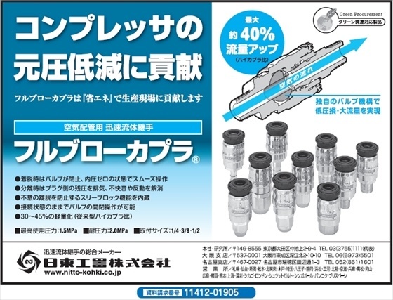 空気配管用 迅速流体継手 フルブローカプラ