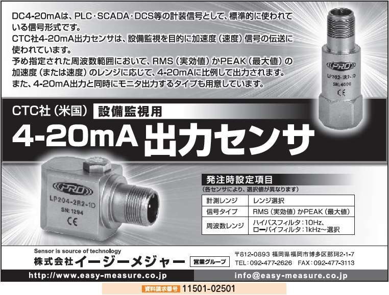4-20mA　出力センサ