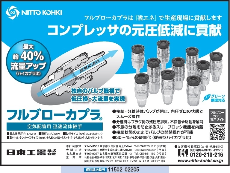 空気配管用　迅速流体継手　フルブローカプラ