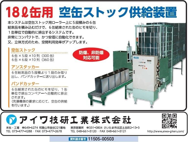 18ｌ缶用 空缶ストック供給装置
