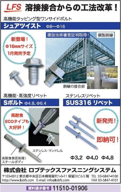 高機能タッピング型ワンサイドボルト　他