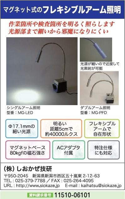 マグネット式　フレキシブルアーム照明