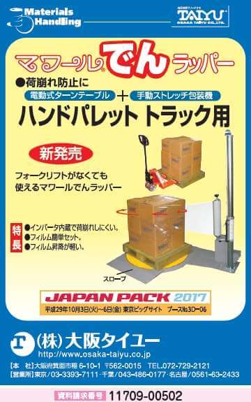 電動式ターンテーブル付手動ストレッチ包装機　