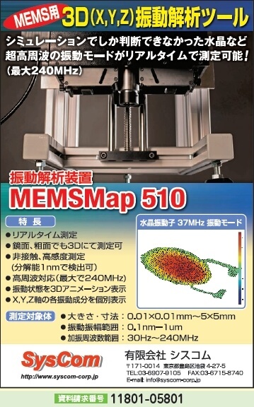 MEMS用3D（X，Y，Z）振動解析ツール ほか