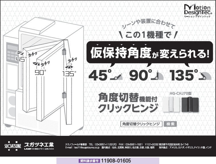 角度切替機能付クリックヒンジ