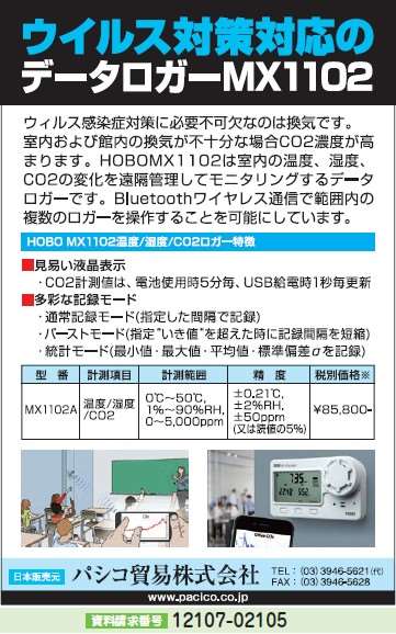 ウイルス対策対応のデータロガー