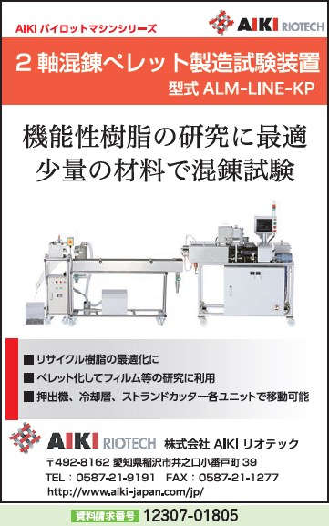 2軸混錬ペレット製造試験装置