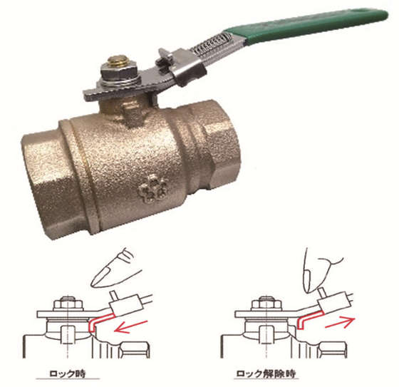 ロック機構付きボールバルブ