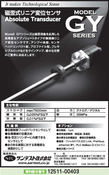 磁歪式リニア変位センサ　GYシリーズ
